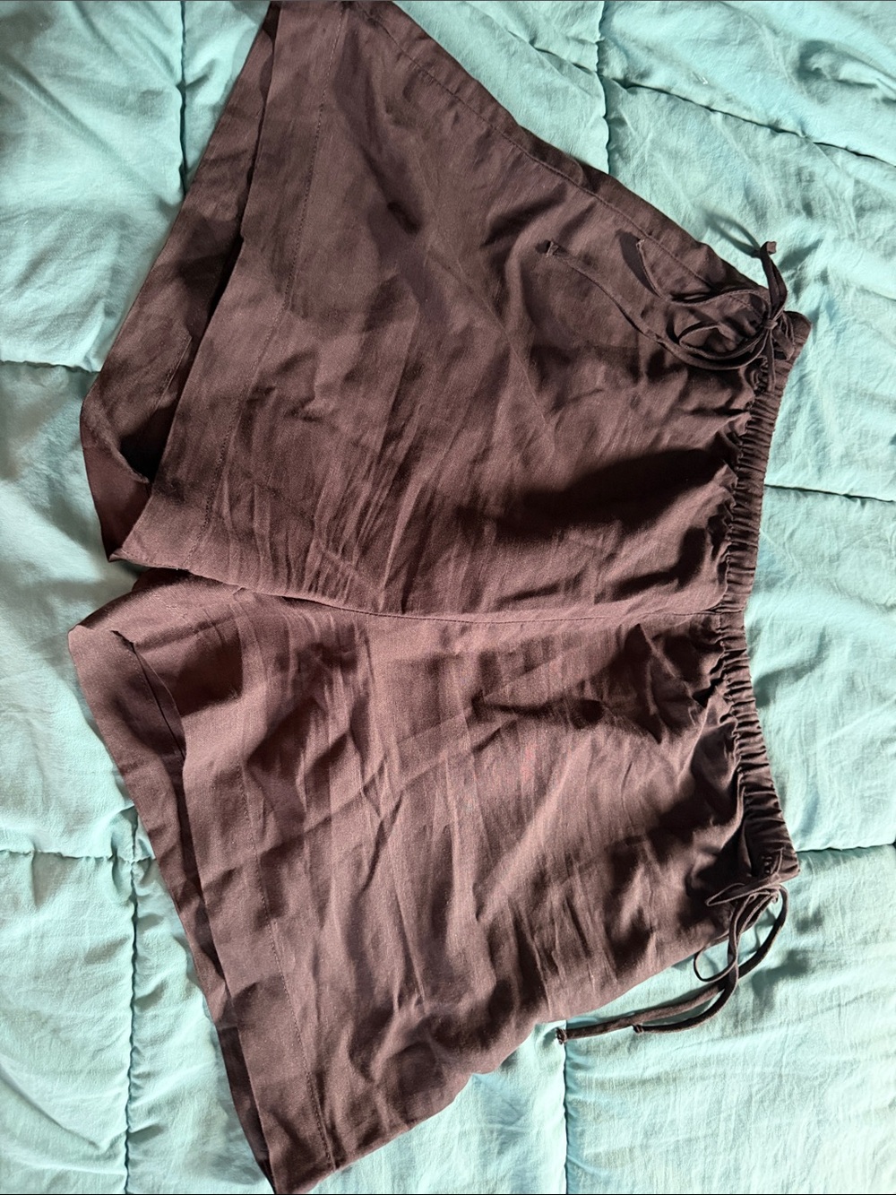 H&M High-Waist Drawstring Shorts - Brown